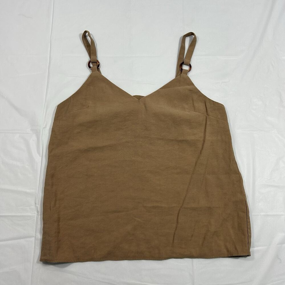 Topshop Tan Ring Strap Camisole V Neck Minimalist Y2K Tank Top US 4 UK 8 neutral